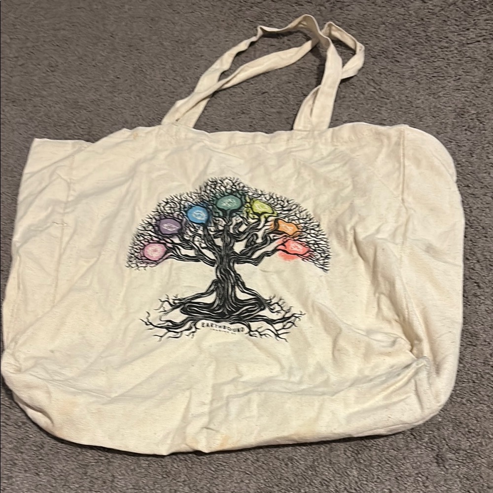 EARTHBOUND Cream Artistic Tree Tote Bag